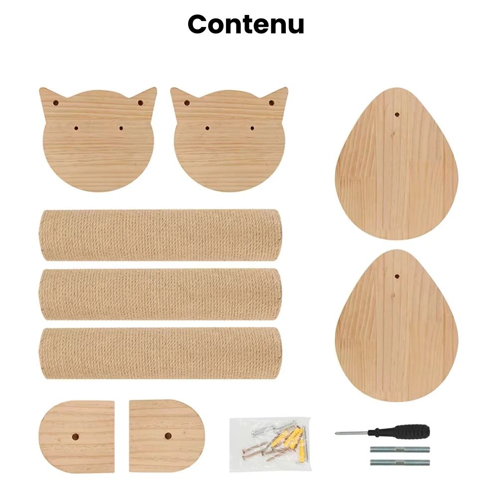 Arbre à chat mural avec griffoirs en sisal et plateformes