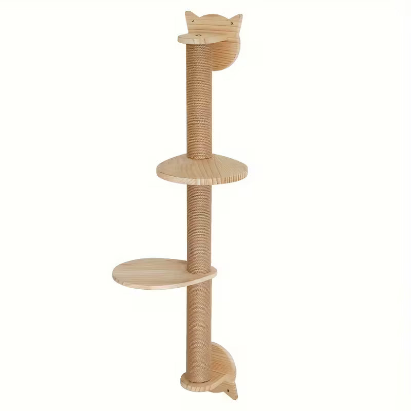 Arbre à chat mural avec griffoirs en sisal et plateformes – espace de jeu et de repos pour chats