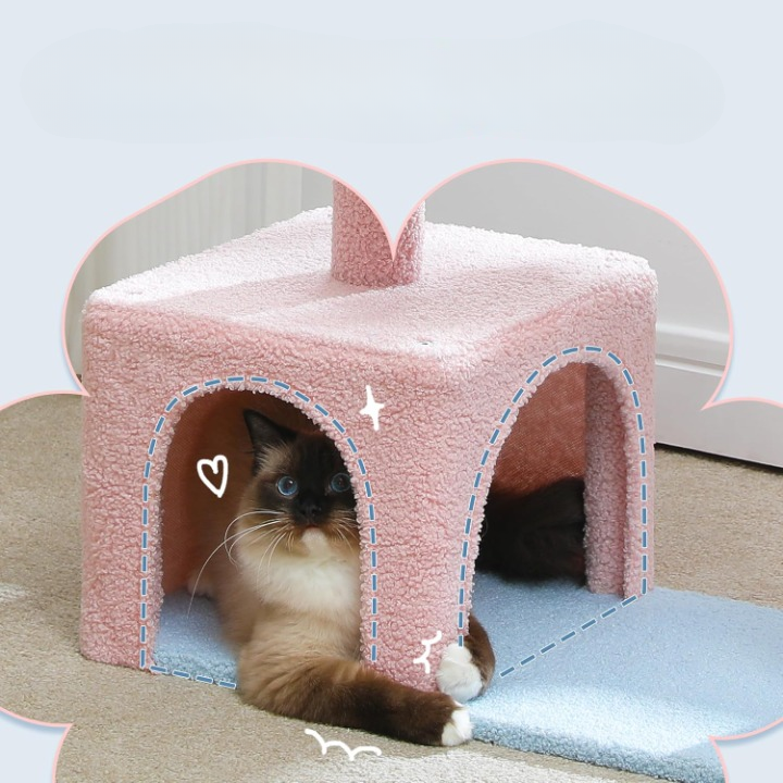 Arbre à chat fleur rose avec hamac et griffoirs en sisal – Tour pour chats d'intérieur