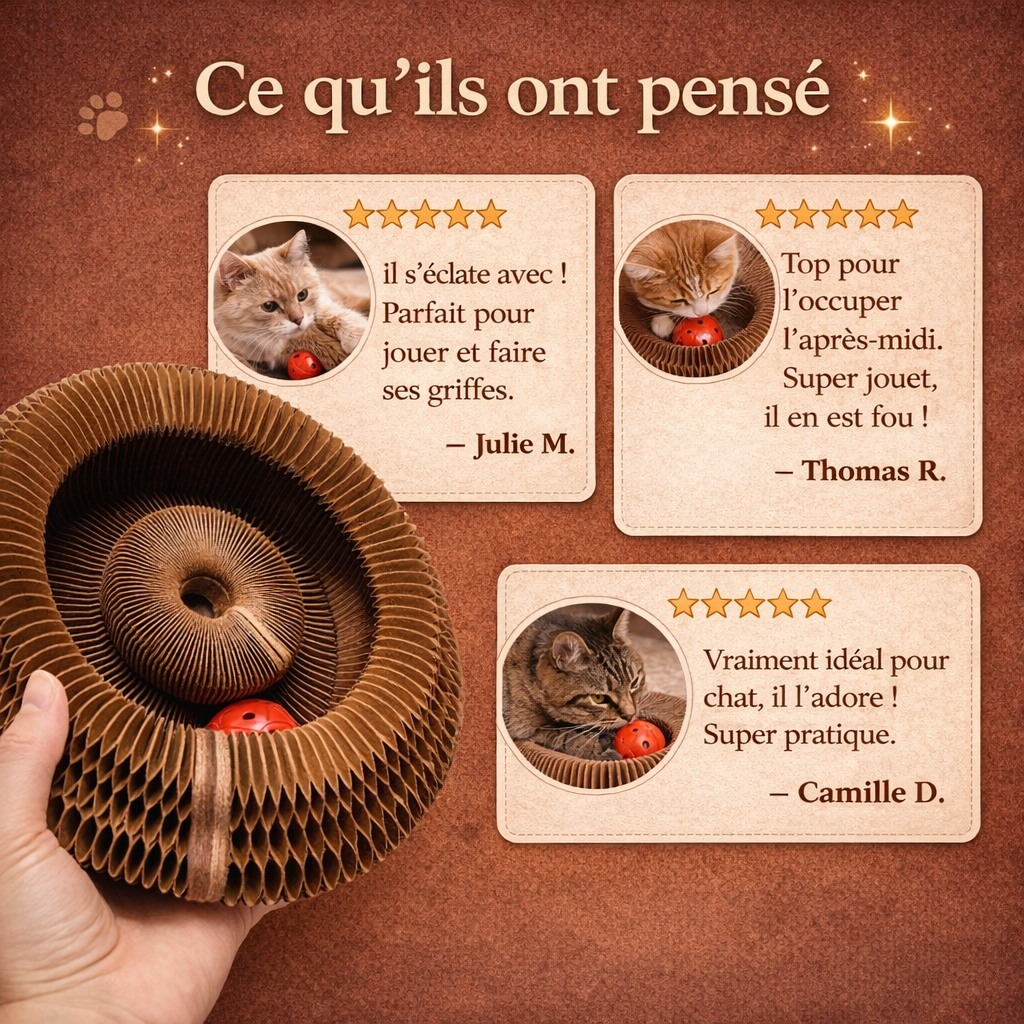 Jouet griffoir interactif pour chats avec balle