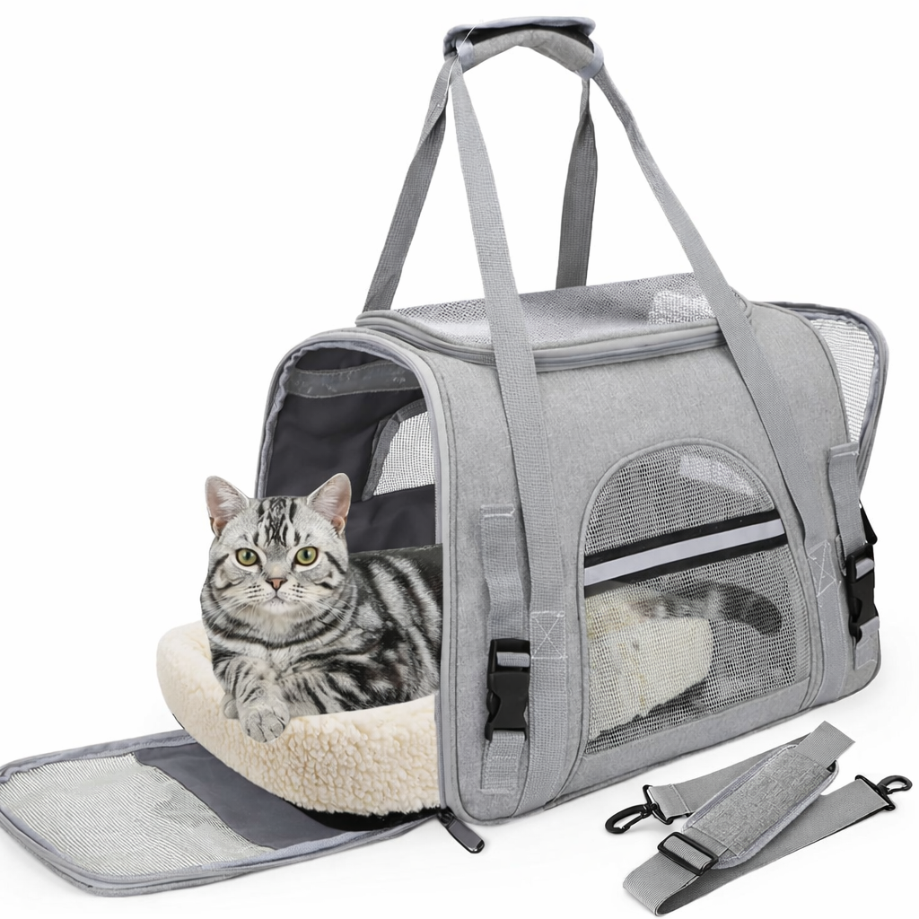Sac de transport pour chat ventilé de grande capacité