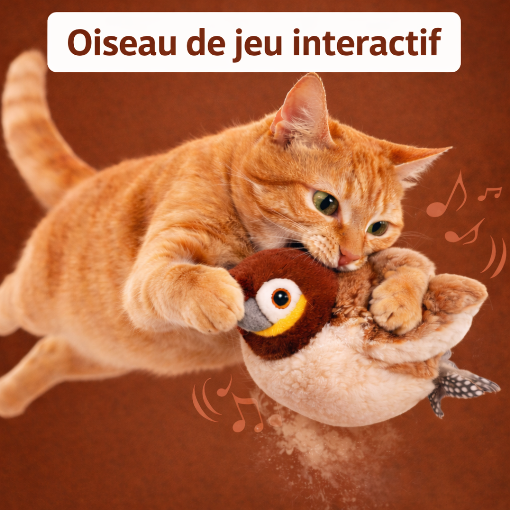 Jouet interactif pour chat – Oiseau animé à ailes battantes