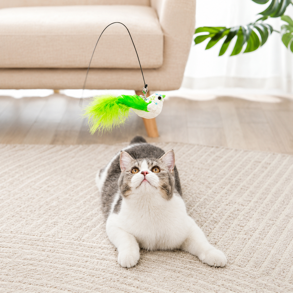 Jouet interactif pour chat avec plume automatique