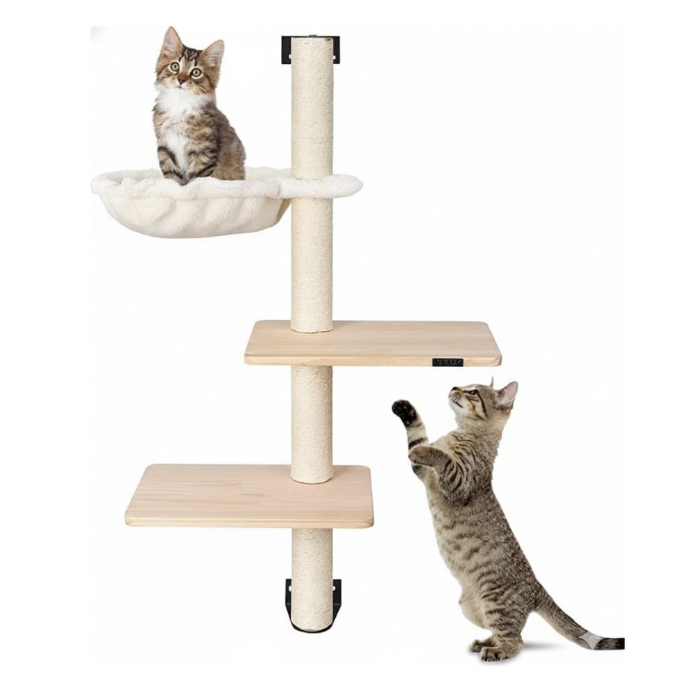 Arbre à Chat Mural 104 cm – Griffoir et Aire d’Escalade pour Chats