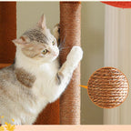 Arbre à chat marron du sol au plafond avec griffoirs, hamac et condo douillet