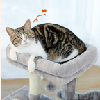 Arbre à Chat gris 73 cm avec Griffoir en Sisal, Hamac Confortable, Niche Spacieuse et Jouets