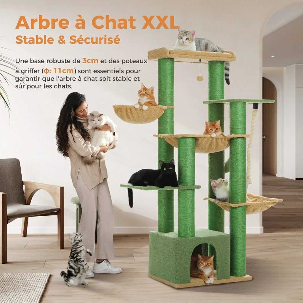 Arbre à Chat XXL vert - 169 cm