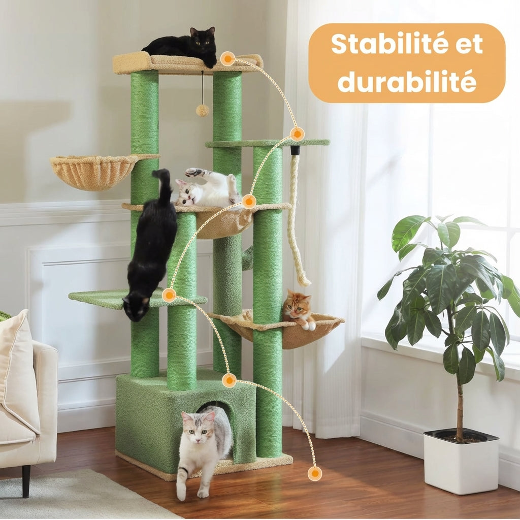 Arbre à Chat XXL vert - 170 cm