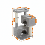 Arbre à Chat gris 82 cm avec Perchoir Amovible, Jouet à Ressort et 2 Niches Spacieuses