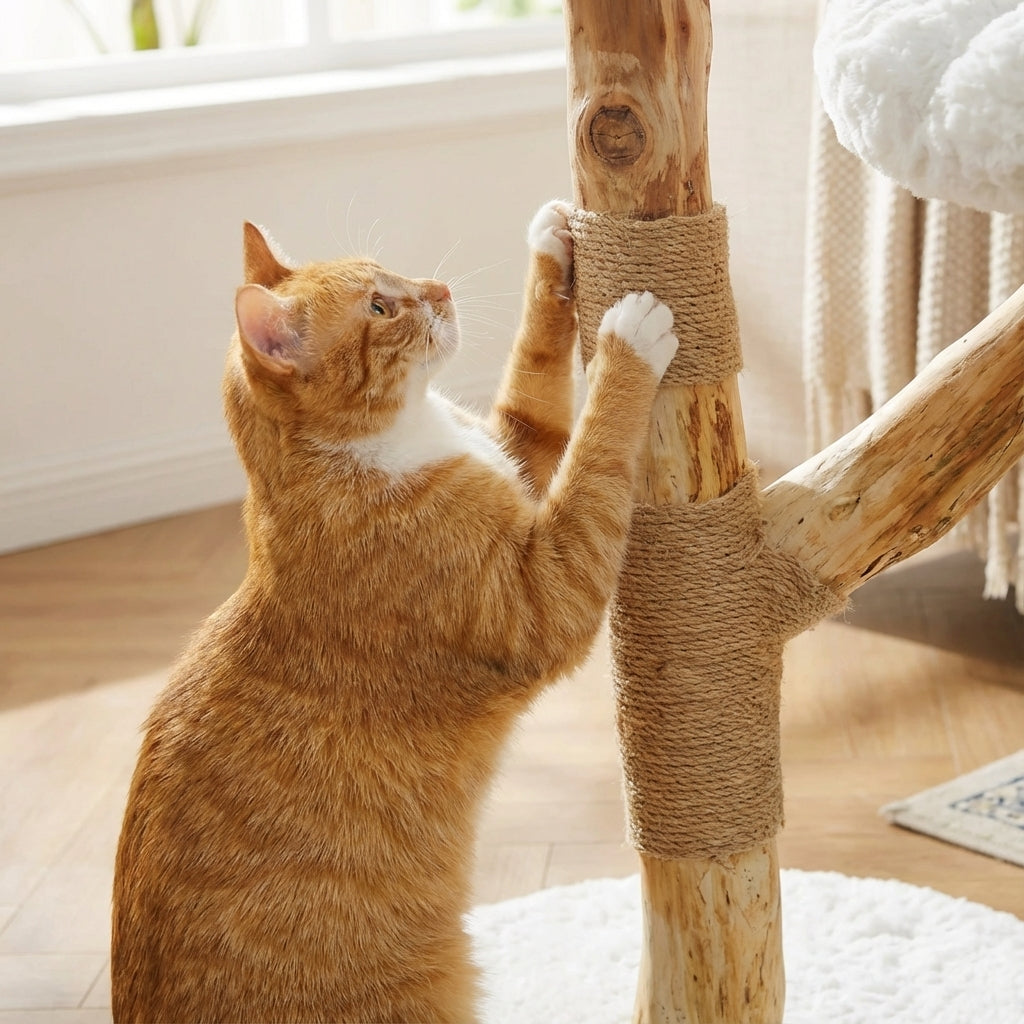 Arbre à chat moderne avec lit condo de luxe et griffoirs en bois