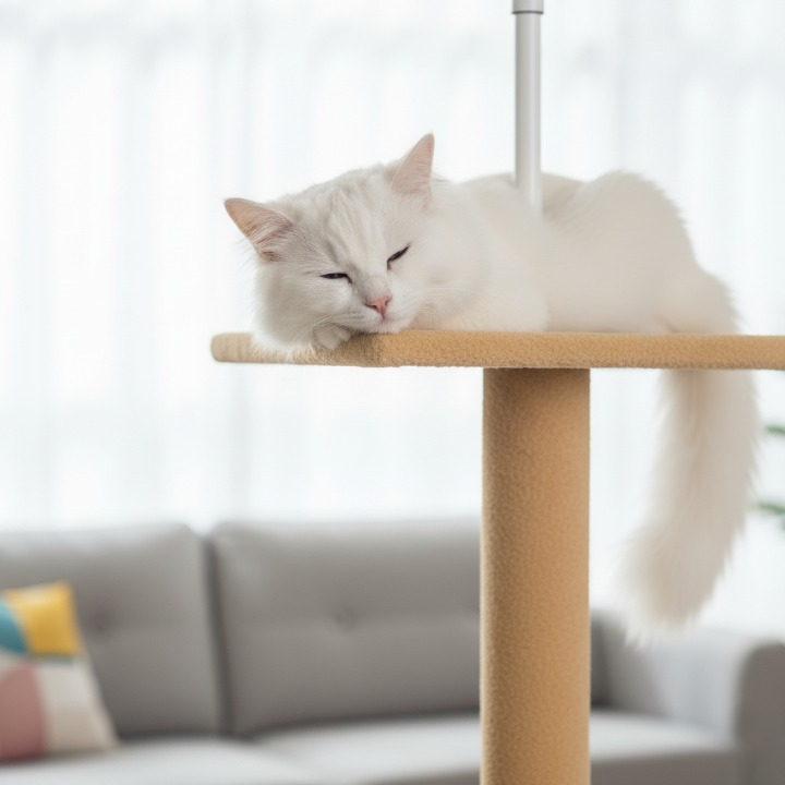 Arbre à chat beige sol au plafond réglable 243–273 cm