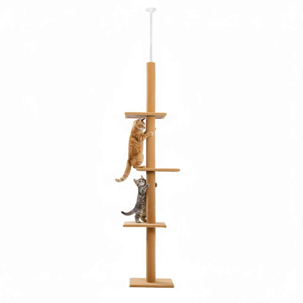 Arbre à chat beige sol au plafond réglable 243–273 cm