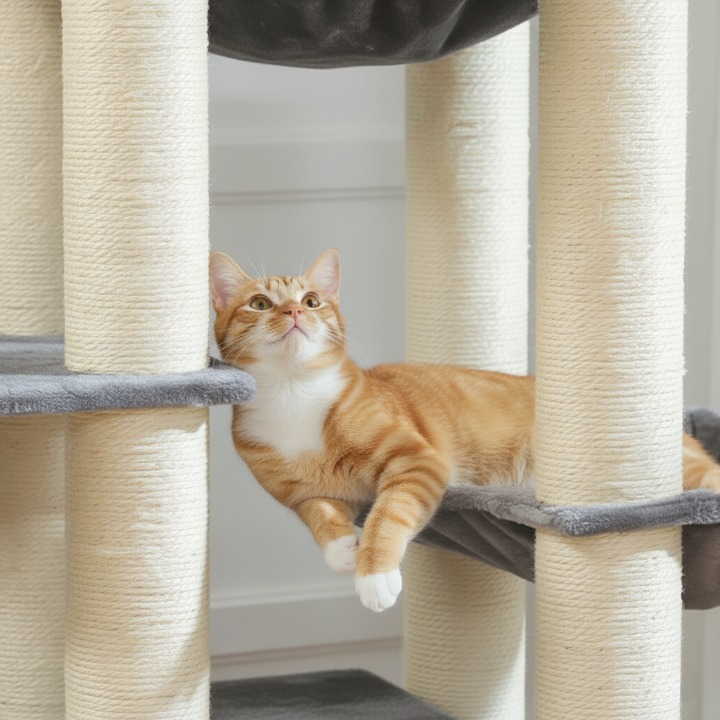 Arbre à chat XXL gris et blanc - 170 cm