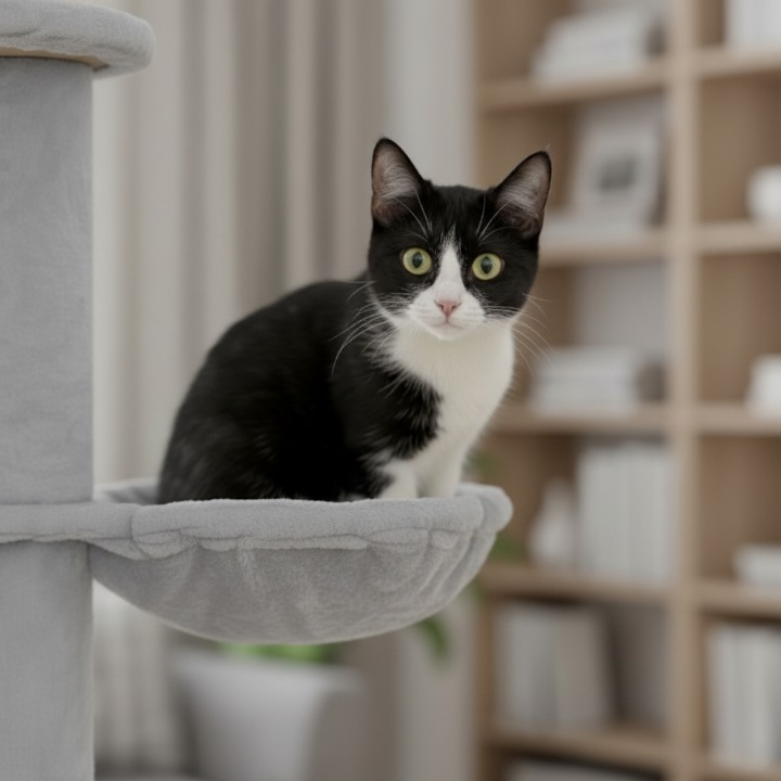 Arbre à chat gris et blanc sol-plafond réglable 225–255 cm