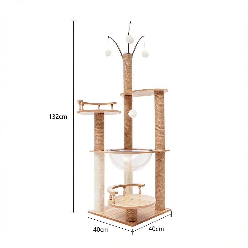Arbre à chat multi-niveaux avec poteaux en sisal