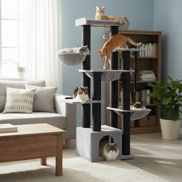 Arbre à chat XXL gris - 170 cm