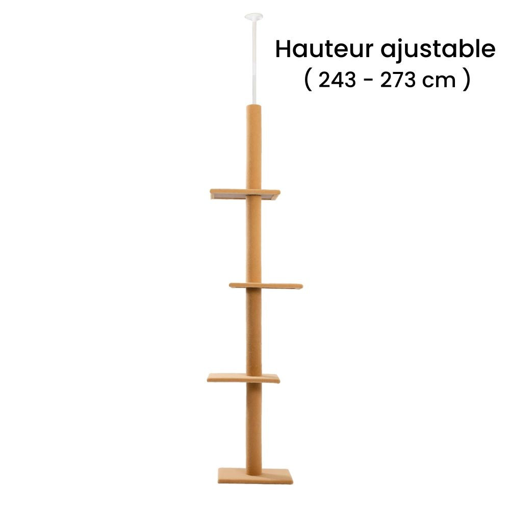Arbre à chat beige sol au plafond réglable 243–273 cm