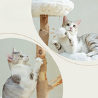 Arbre à chat moderne style fleur avec poteaux à griffer en bois massif, lit condo de luxe pour chats d’intérieur