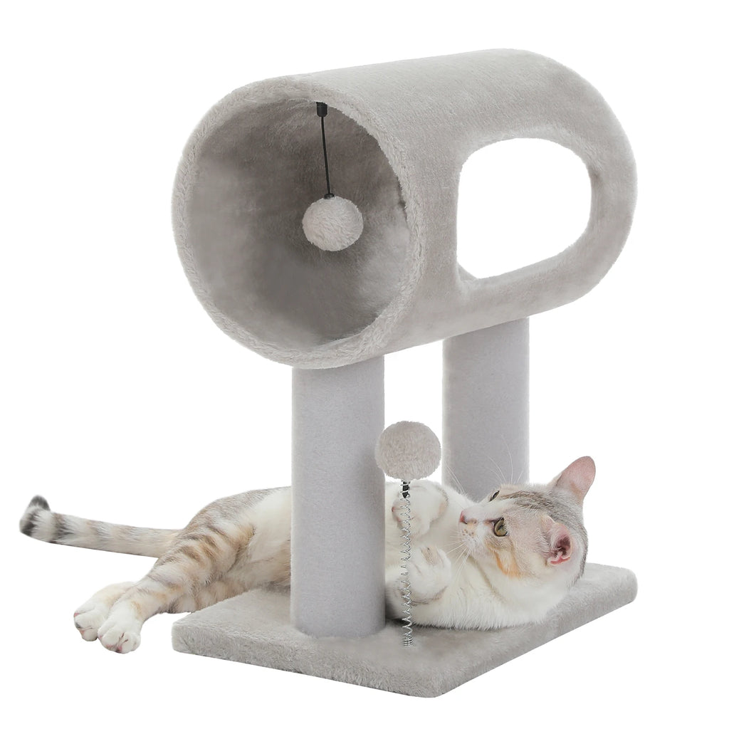 Arbre à chat gris 53 cm - Arbre à chat avec niche jouets et base robuste