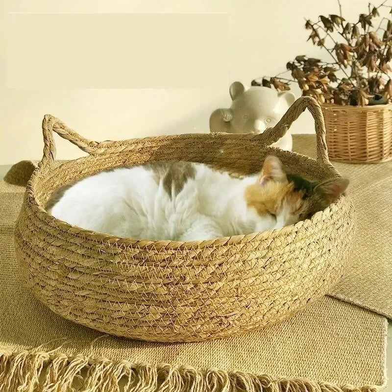 Panier en osier pour chat - Le confort au naturel