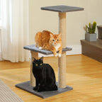 Arbre à chat gris multi niveaux 80 cm – 3 Griffoirs et Base Stable