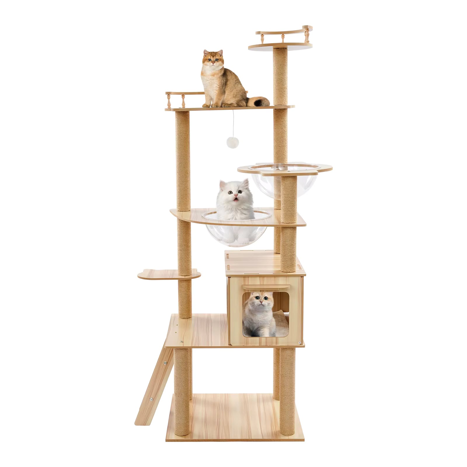 Arbre à Chat en Bois avec Condo et Griffoirs – Aire de Jeu Intérieure pour Chats et Chatons