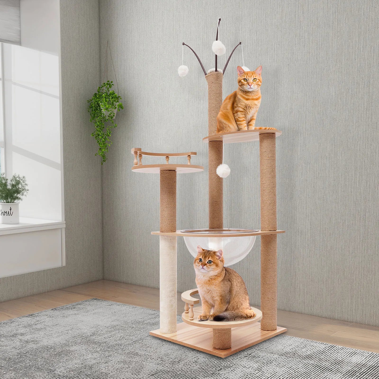 Arbre à chat multi-niveaux avec poteaux à griffer en sisal – Tour de jeu pour chats d’intérieur