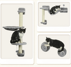 Arbre à chat mural avec hamac suspendu gris/beige