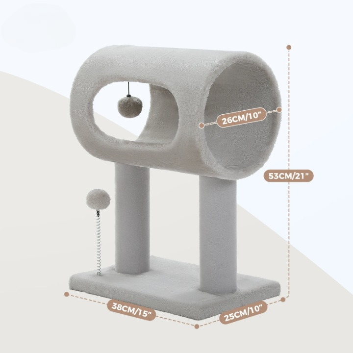 Arbre à chat gris 53 cm - Arbre à chat avec niche jouets et base robuste