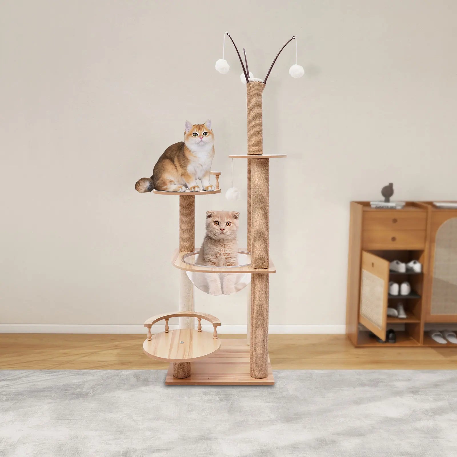 Arbre à chat multi-niveaux avec poteaux à griffer en sisal – Tour de jeu pour chats d’intérieur