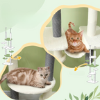 Arbre à Chat gris Sol-Plafond avec Hamac, Jouets et Griffoirs – Hauteur Ajustable 225-255 cm