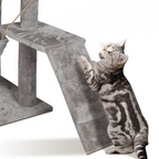 Arbre à chat gris 126 cm multi-niveaux avec griffoirs, perchoir, niche et hamac