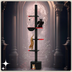 Arbre à chat noir ajustable de 264 à 304 cm – Tour du sol au plafond avec griffoirs, hamac, condo et balles suspendues