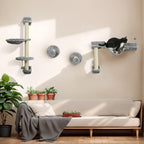 Arbre à chat mural avec hamac suspendu gris/beige