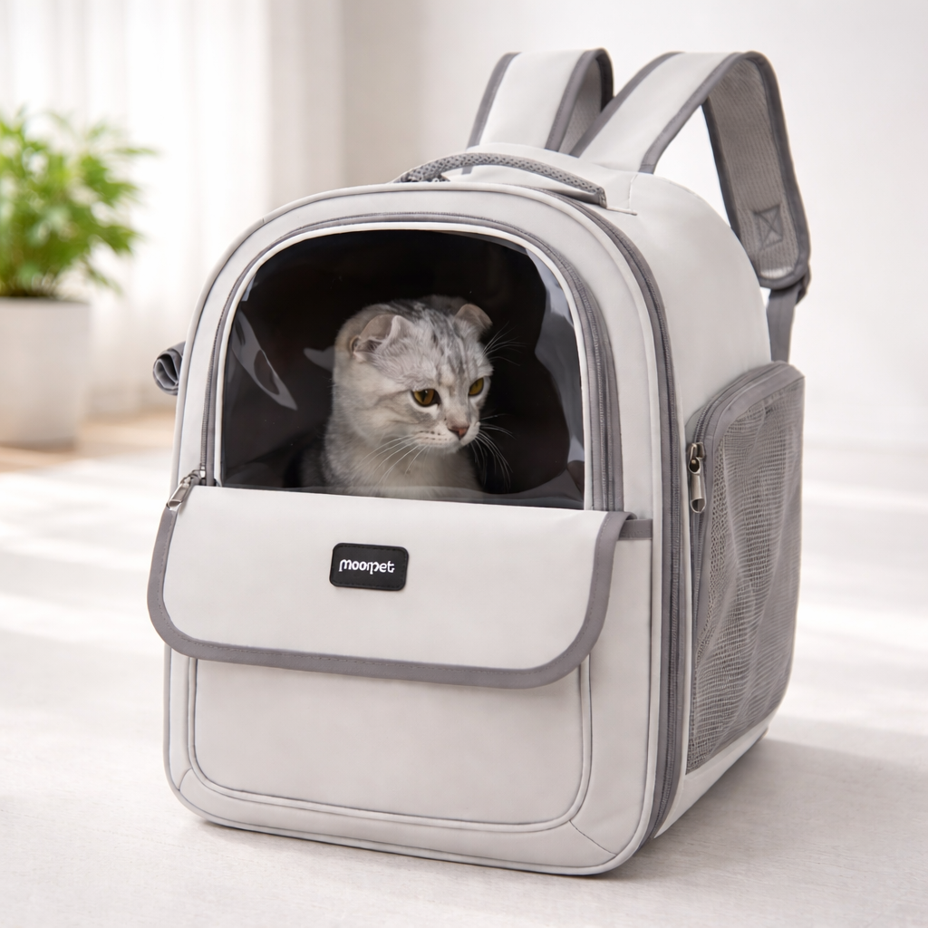 Sac à dos de transport capsule pour chat – respirant et translucide