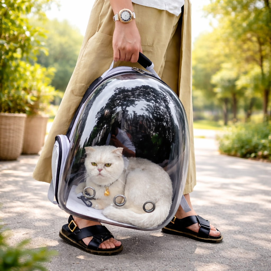 Sac à dos respirant pour chat avec fenêtre transparente
