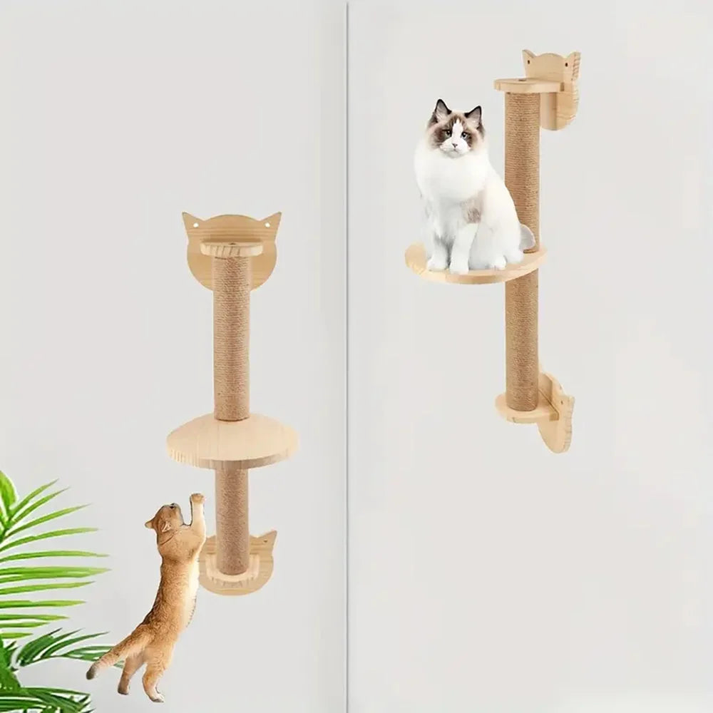 Arbre à chat mural avec griffoirs en sisal et plateformes – espace de jeu et de repos pour chats