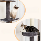 Arbre à chat gris et blanc ajustable de 243 à 273 cm – Arbre à chat du sol au plafond avec poteaux à griffer et jouets