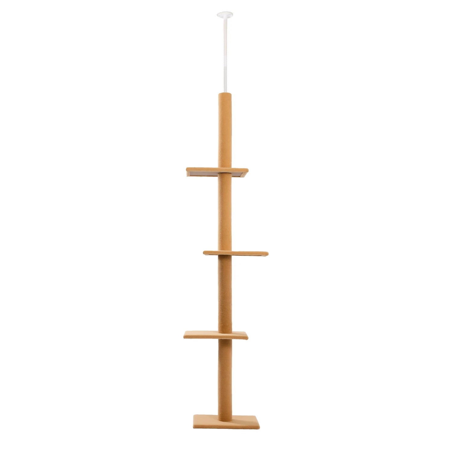 Arbre à chat beige ajustable de 243 à 273 cm – Arbre à chat du sol au plafond avec poteaux à griffer et jouets
