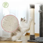 Arbre à chat gris du sol au plafond avec griffoirs, hamac et condo douillet