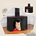 Arbre à chat noir ajustable de 264 à 304 cm – Tour du sol au plafond avec griffoirs, hamac, condo et balles suspendues