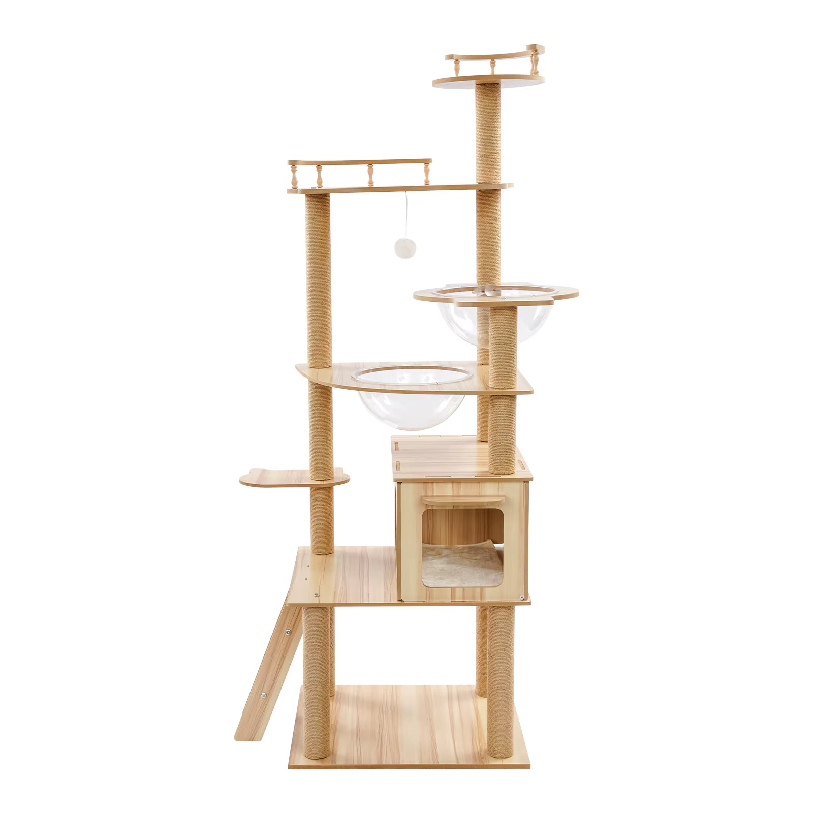 Arbre à Chat en Bois avec Condo et Griffoirs – Aire de Jeu Intérieure pour Chats et Chatons