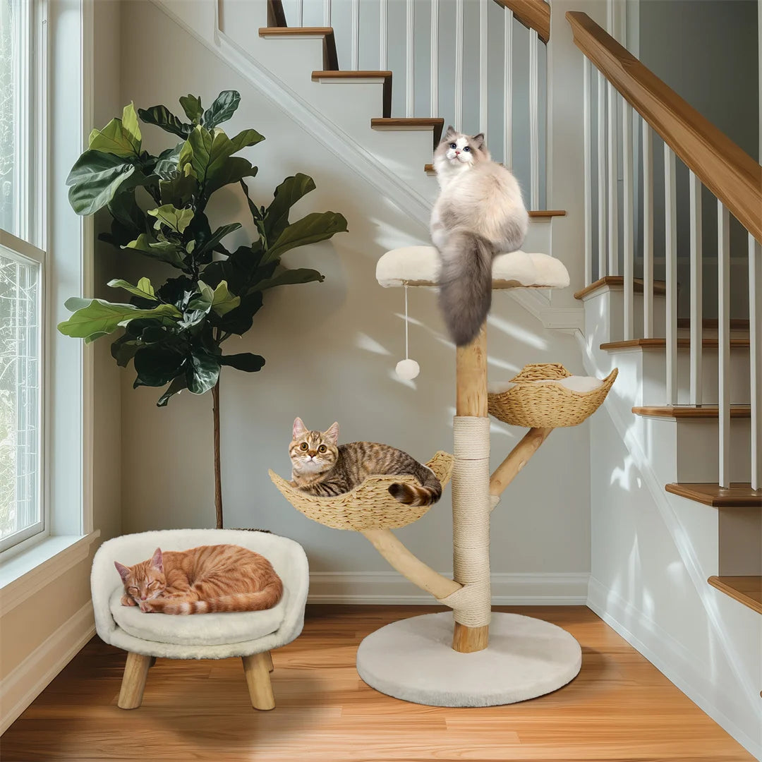 Arbre à Chat Moderne 110 cm – Centre d’Activité en Bois avec Griffoir
