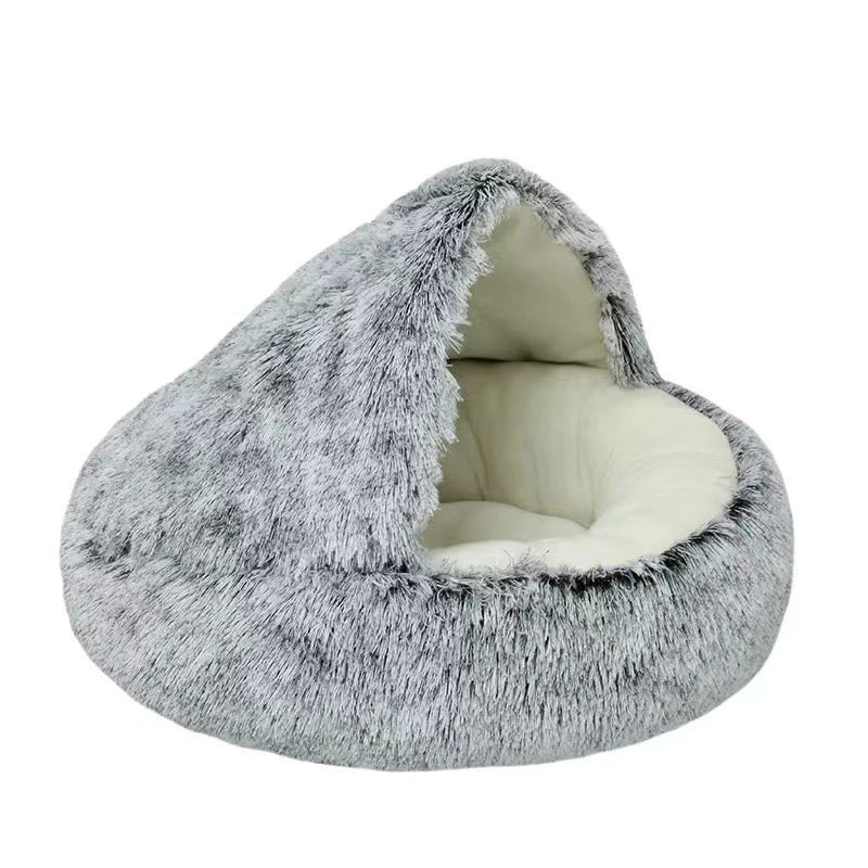 Nid Douillet Peluche pour Chat – Lit Grotte Couvrant, Chaleur & Confort Optimal