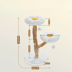 Arbre à chat moderne style fleur avec poteaux à griffer en bois massif, lit condo de luxe pour chats d’intérieur