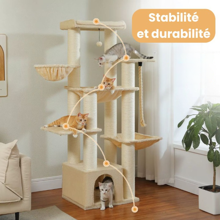 Arbre à chat XXL beige - 170 cm
