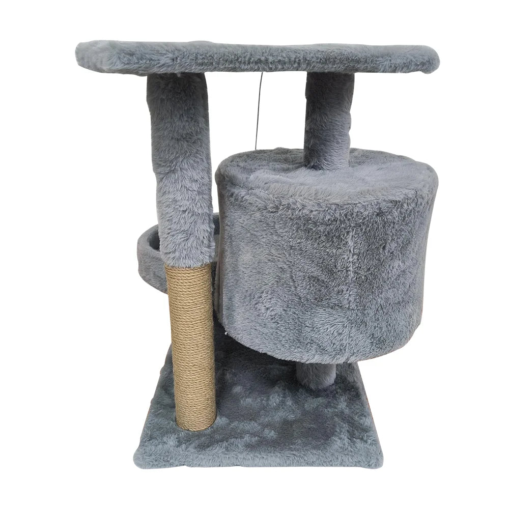 Arbre à Chat gris avec Niches, Perchoirs et Griffoirs