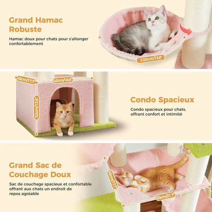 Arbre à chat XXL rose - 170 cm