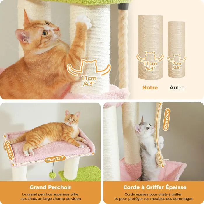 Arbre à chat XXL rose - 170 cm