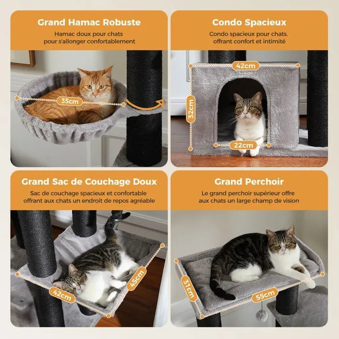 Arbre à chat XXL gris - 170 cm